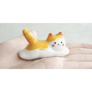 Cute Cat Orange White Cat Kitten Ceramic Figurine Kawaii-New